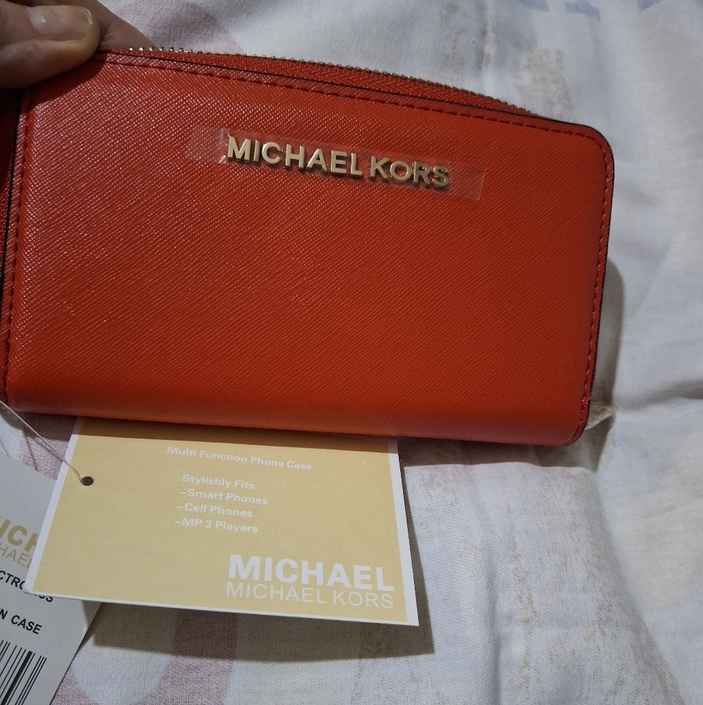 Michael Kors Vibrant Orange Phone Case Wallet